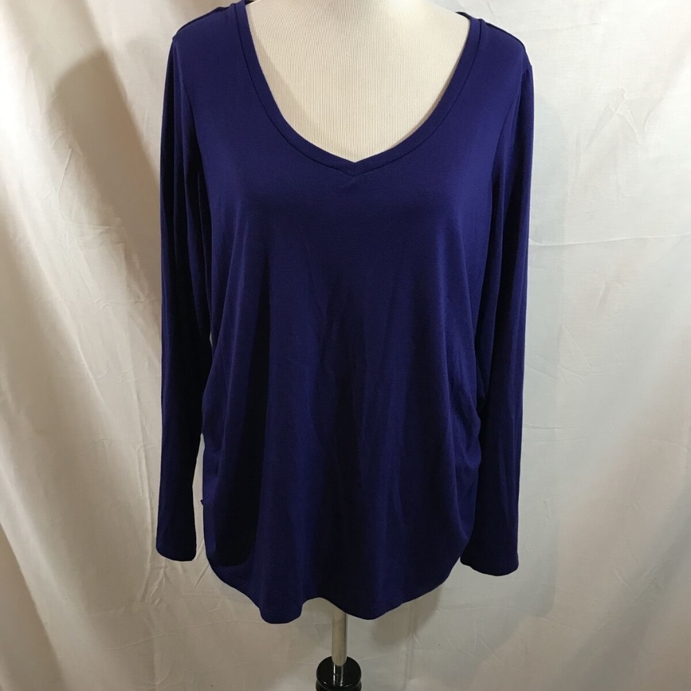 Attention purple long sleeve V neck/scoop top - wo